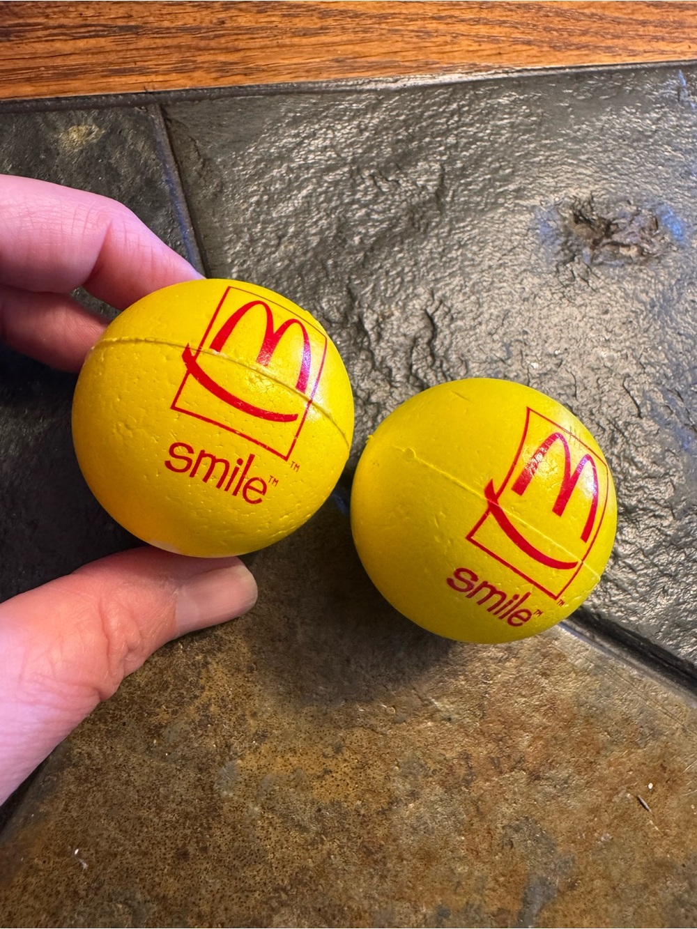 2 New VTG McDonald's Antenna Balls Smile Logo